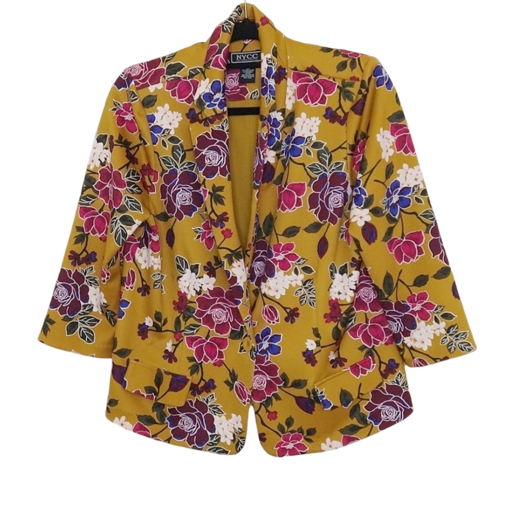 New York Clothing Co. Floral print single breasted women's blazer Large